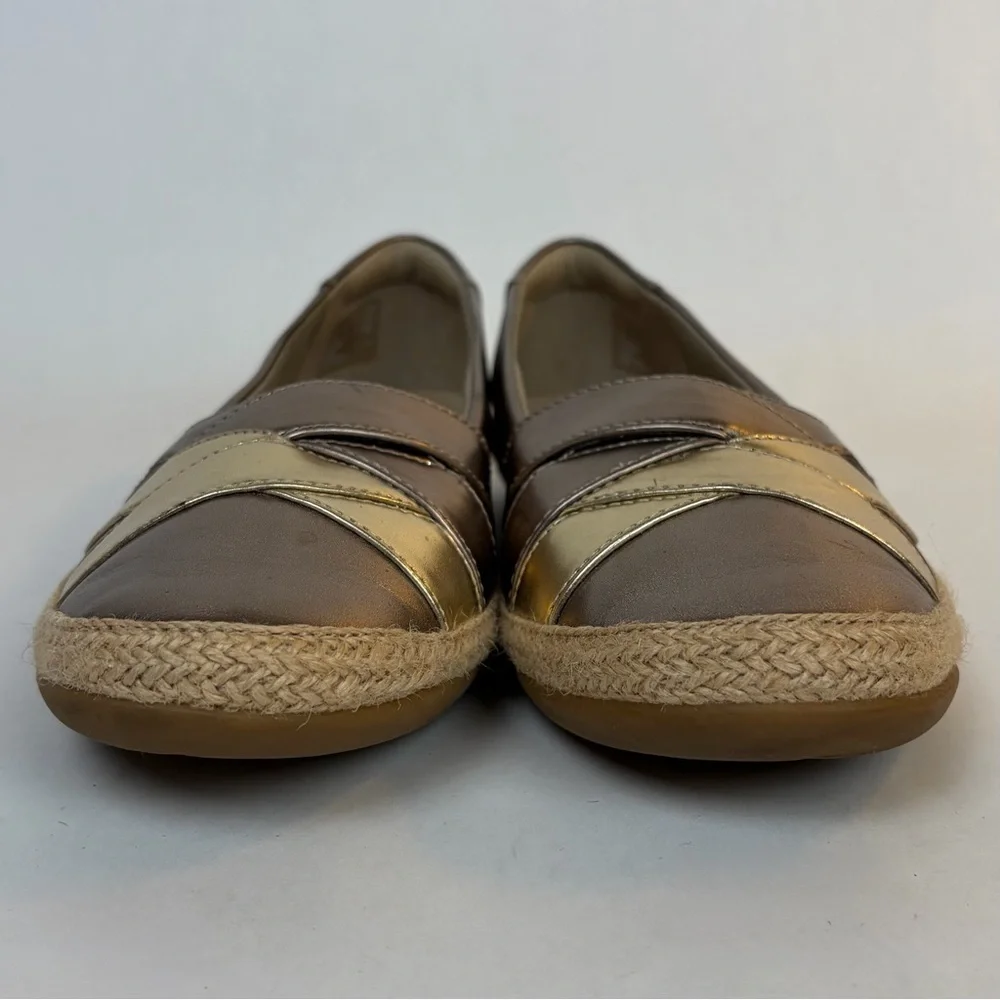 Clarks Collection Danelly Adira Metallic Espadrille Loafer Flats Pewter Gold 8.5 - Picture 5 of 15